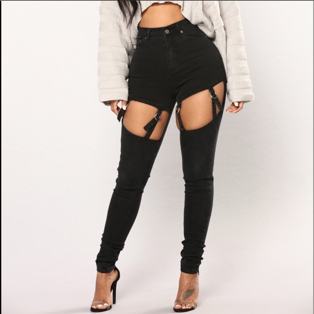 Fashion Nova High Rise Skinny Jeans w/ Cut-outs -5